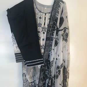 Black and White Salwar Kameez